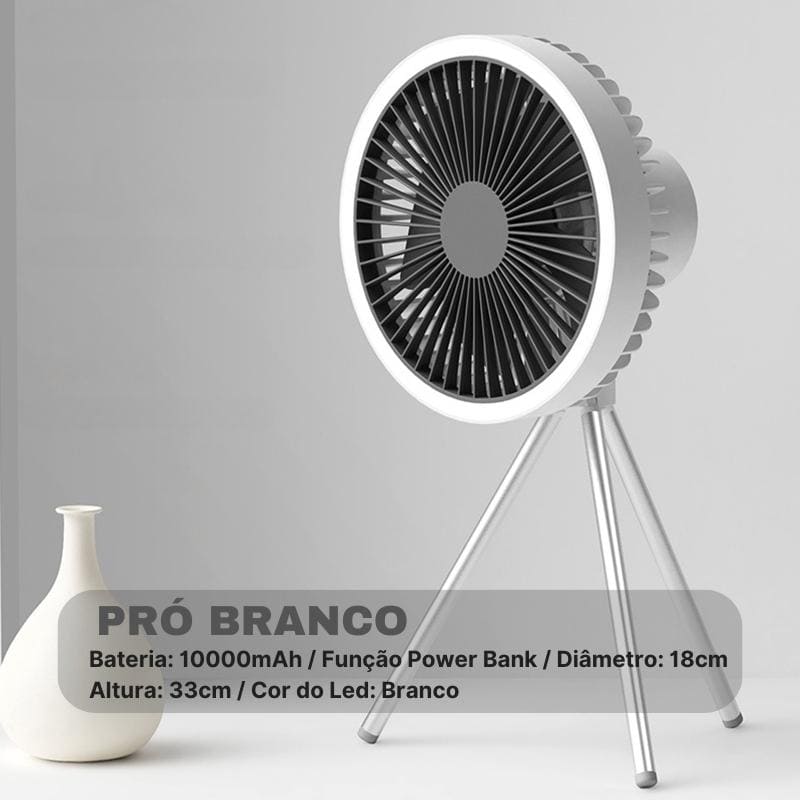Ventilador de Coluna Portátil Recarregável de Mesa Castiliani, ideal para ambientes internos e externos com bateria de longa duração