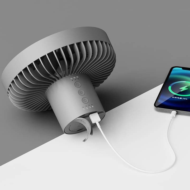 Ventilador de Coluna Portátil Recarregável de Mesa Castiliani, ideal para ambientes internos e externos com bateria de longa duração