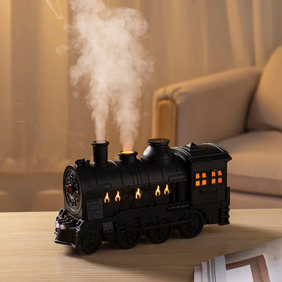 Difusor Umidificador de Ar Locomotiva Castiliani, elegante e criativo, ideal para hidratar o ambiente e melhorar a saúde respiratória

