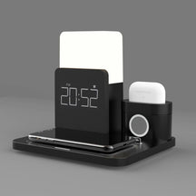 Carregador por Indução Luminária de Mesa e Despertador Castiliani, ideal para quartos com design moderno e funcionalidade prática