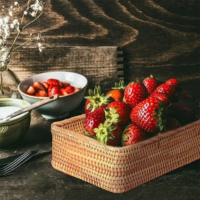 Cesto de Palha Rattan Feito à Mão Castiliani, ideal para decoração e organização em qualquer ambiente

