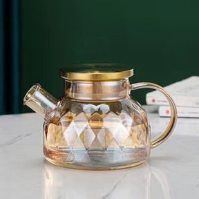 Chaleira de Vidro Borossilicato com Tampa de Inox Castiliani, elegante e resistente ao calor

