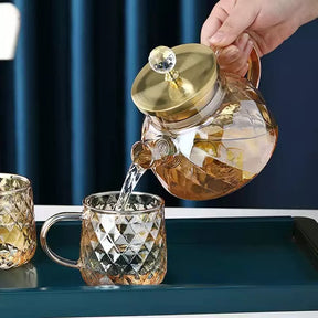 Chaleira de Vidro Borossilicato com Tampa de Inox Castiliani, elegante e resistente ao calor

