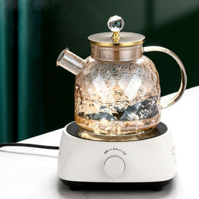 Chaleira de Vidro Borossilicato com Tampa de Inox Castiliani, elegante e resistente ao calor

