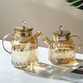 Chaleira de Vidro Borossilicato com Tampa de Inox Castiliani, elegante e resistente ao calor

