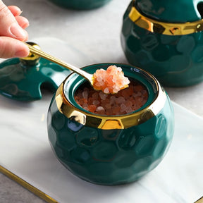 Conjunto de Potes Cerâmica Kit Açucareiro e Saleiro Castiliani, ideal para organização com estilo na cozinha

