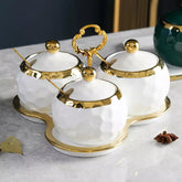 Conjunto de Potes Cerâmica Kit Açucareiro e Saleiro Castiliani, ideal para organização com estilo na cozinha


