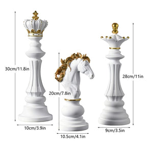 Decoração de Mesa Resina Estátua Peças de Xadrez Castiliani, elegância e estilo para ambientes sofisticados


