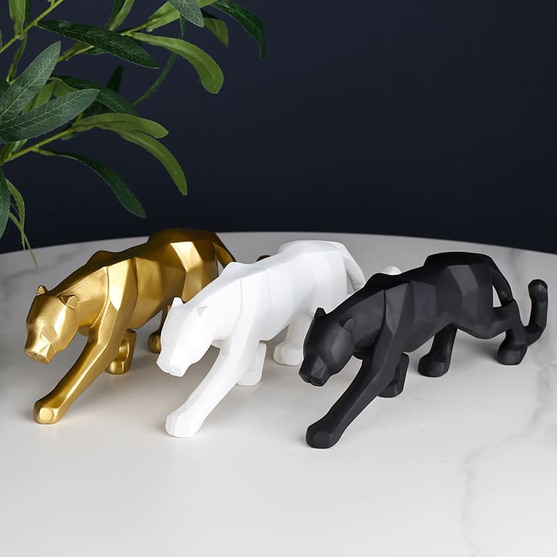 Decoração de Mesa de Resina Estátua Leopardo Castiliani, peça sofisticada e elegante para ambientes modernos

