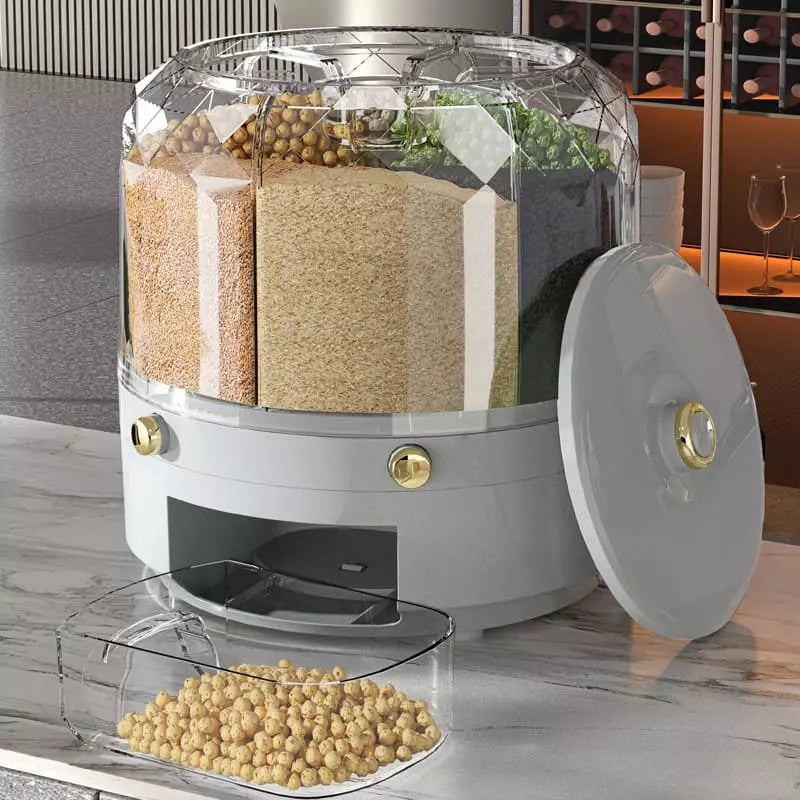 Dispensador Porta Alimentos e Cereais Giratório Castiliani, ideal para organizar alimentos secos com praticidade

