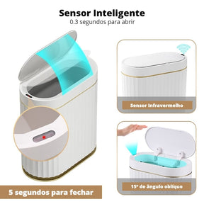 Lixeira Automática com Sensor Inteligente Castiliani, perfeita para banheiro e cozinha com tecnologia avançada

