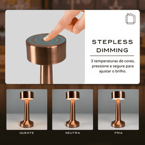  Luminaria de Mesa LED Decoracao Retro Recarregável Castiliani 