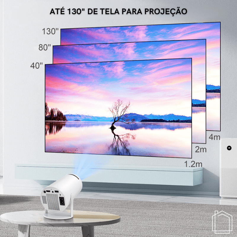 Projetor Portátil 4K 1080p Cinema em Casa Ultra HD Castiliani, ideal para criar uma experiência de cinema em casa com resolução 4K