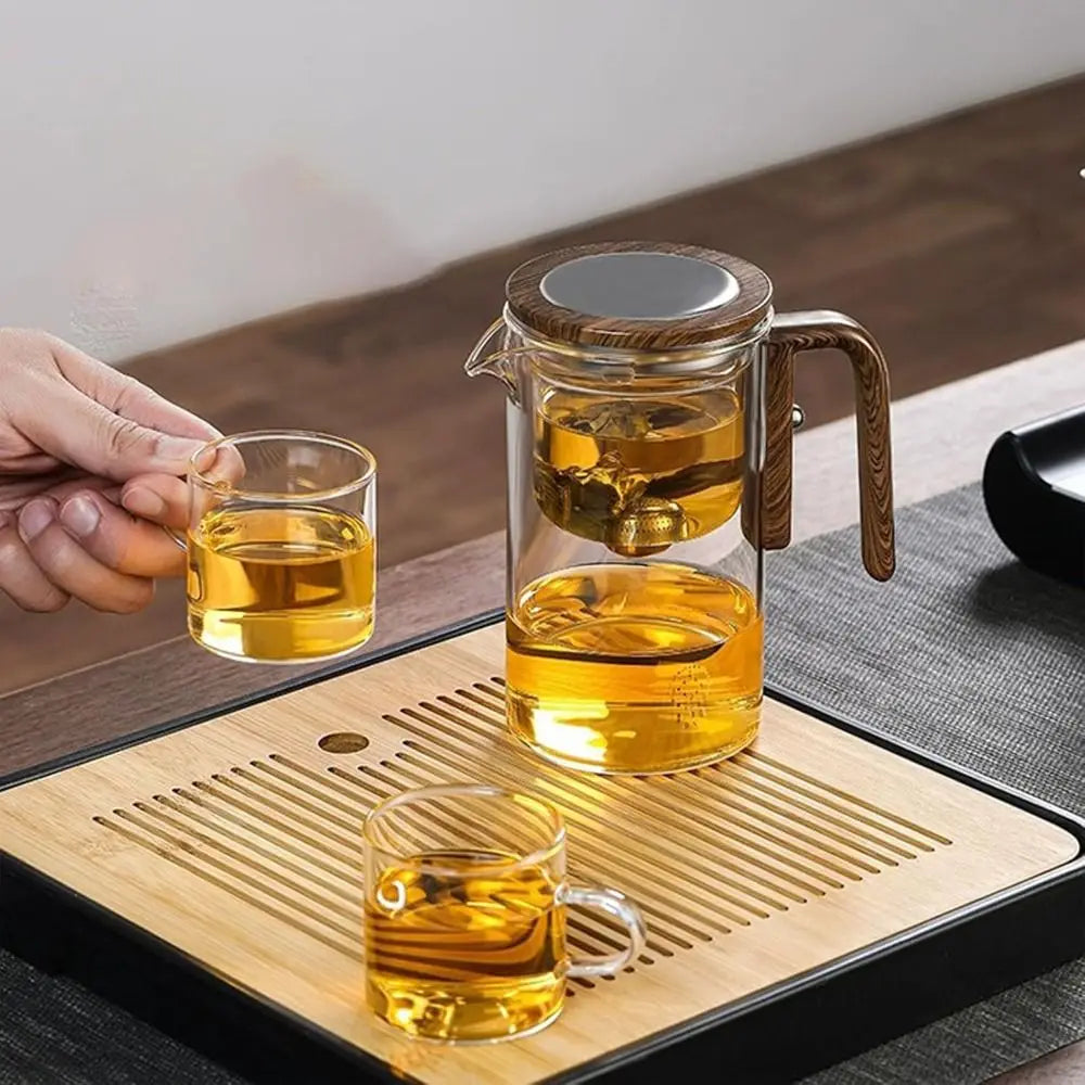 Bule de Chá de Vidro com Infusor e Cabo de Madeira Castiliani

