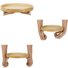 Bandeja de Bambu para Braço do Sofá Castiliani, prática e ideal para espaços compactos.

