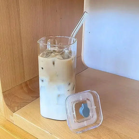 Copo de Café de Vidro Borossilicato Castiliani com Palha e Tampa






