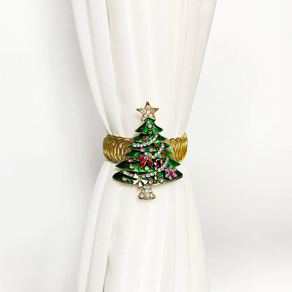 Fivelas de Cortina Natalinas Castiliani, opções de árvore de Natal ou Papai Noel, ideais para decorar a casa com estilo festivo

