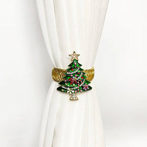 Fivelas de Cortina Natalinas Castiliani, opções de árvore de Natal ou Papai Noel, ideais para decorar a casa com estilo festivo

