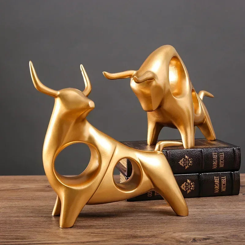 Escultura de Touro Dourado Abstrata Castiliani