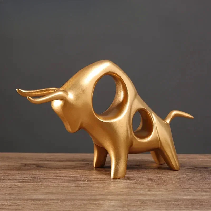 Escultura de Touro Dourado Abstrata Castiliani