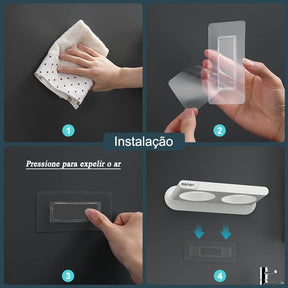 Suporte para Secador de Cabelo de Parede Castiliani, ideal para organizar secador e chapinha com praticidade

