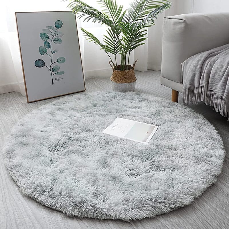 Tapete Felpudo Redondo Castiliani - Cinza Mescla, ideal para decorar sala ou quarto com conforto e elegância

